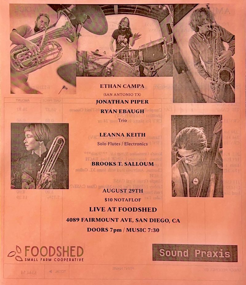Sound Praxis presents: Ethan Campa, Ryan Ebaugh, Jonathan Piper, Leanna Keith, and Brooks T. Salloum flyer